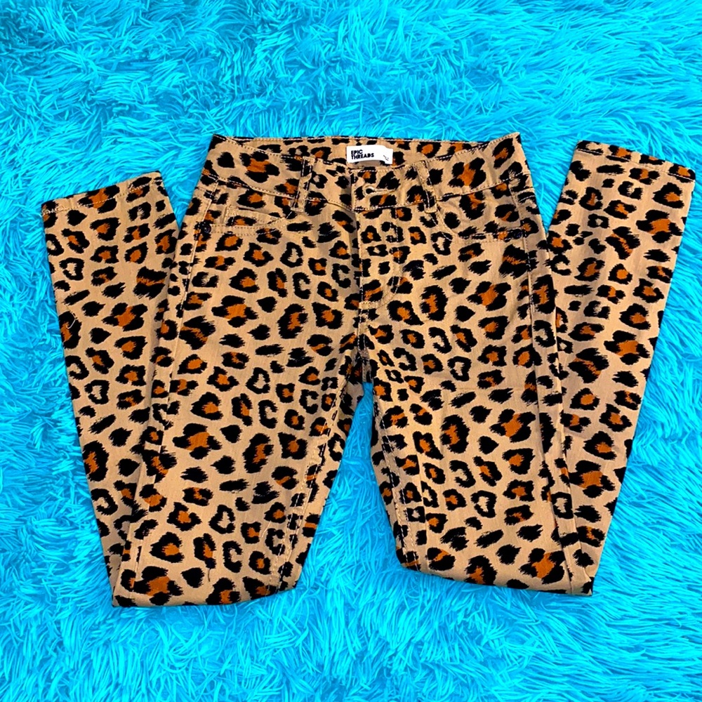 Leopard print jeans